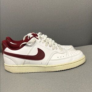 Nike White and Maroon Sneakers